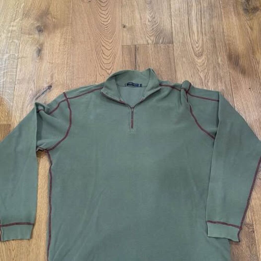 Agave Denim Quarter Zip Pullover Sweater Made In USA L XL California luxury